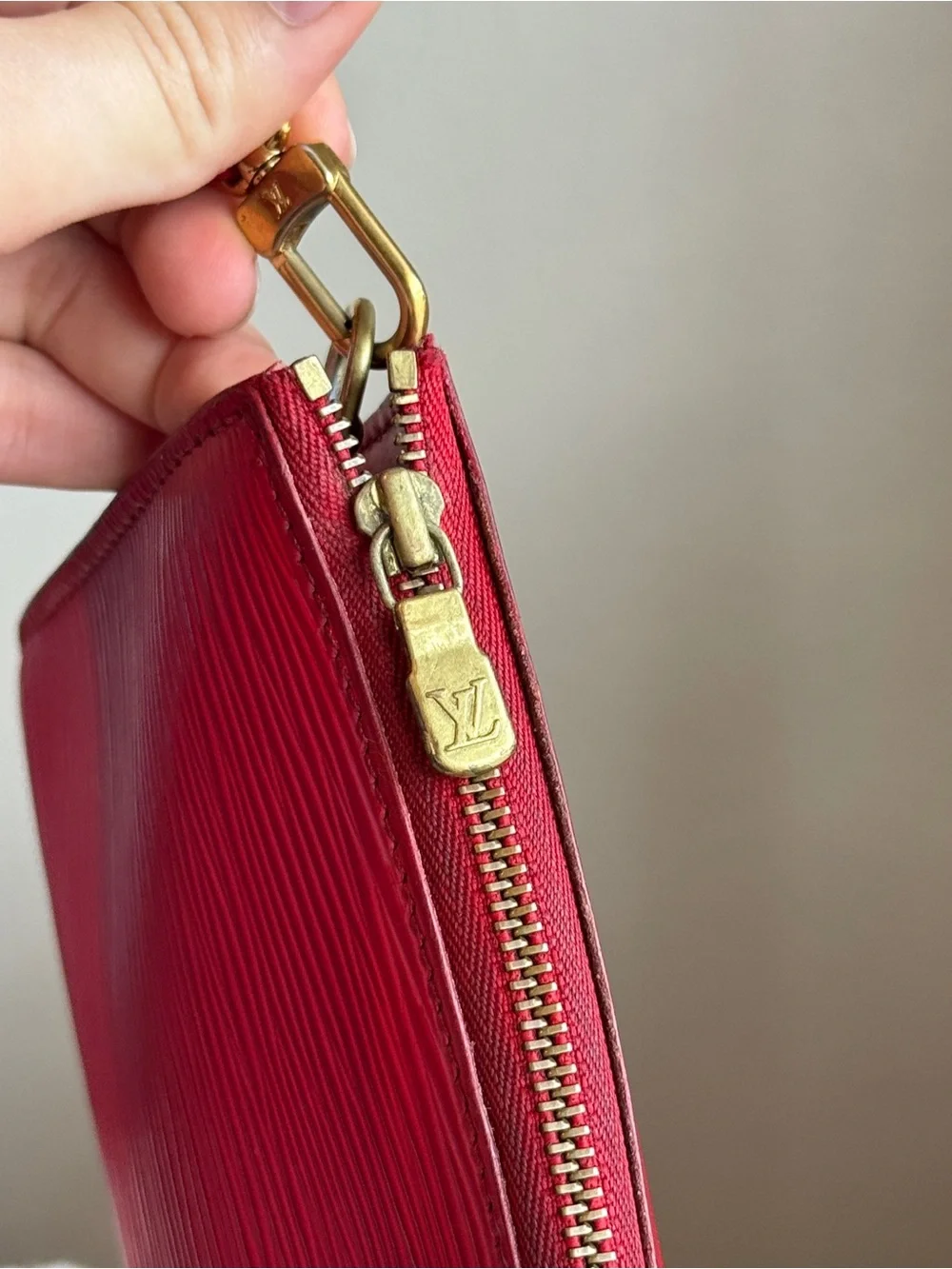 Louis Vuitton Red Epi Leather Mini Pochette with Top Handle